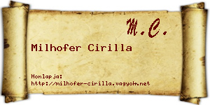 Milhofer Cirilla névjegykártya